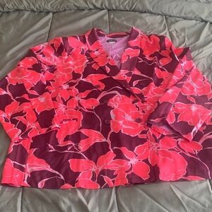 New VENUS Pink and Red Floral Button Down Shirt